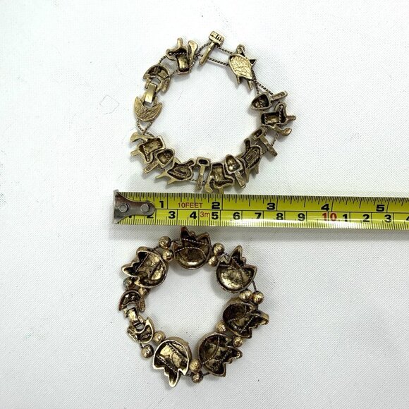 Vintage TOFA Gold Tone Charm Bracelets Lot Angels Moon Garden Tools Signed 1990s - Picture 8 of 11